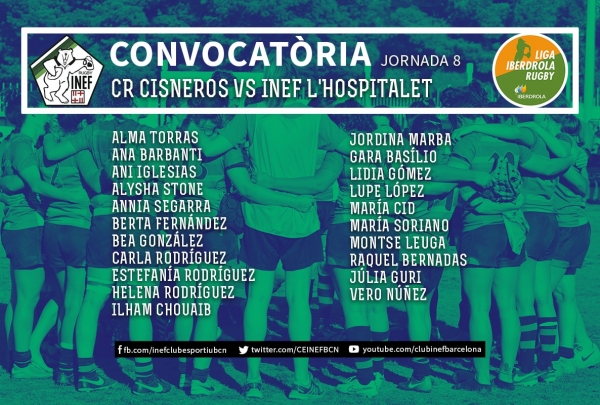 CONVOCATÒRIA: CR Cisneros vs INEF-L&#039;Hospitalet, J8 Lliga Iberdrola