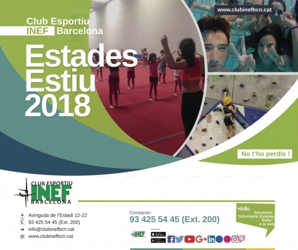Preinscripcions Obertes per les Estades Esportives d&#039;Estiu 2018 a INEF Barcelona